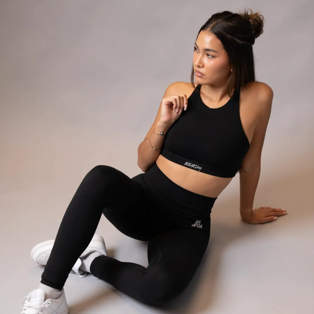 808ALLDAY Women's Black Halter Sports Bra