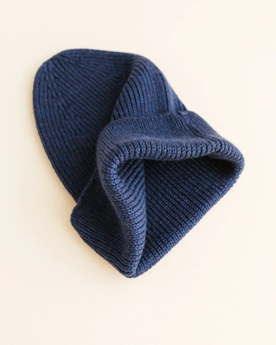 Adult Beanie Fonzie - Blue <br>hvid