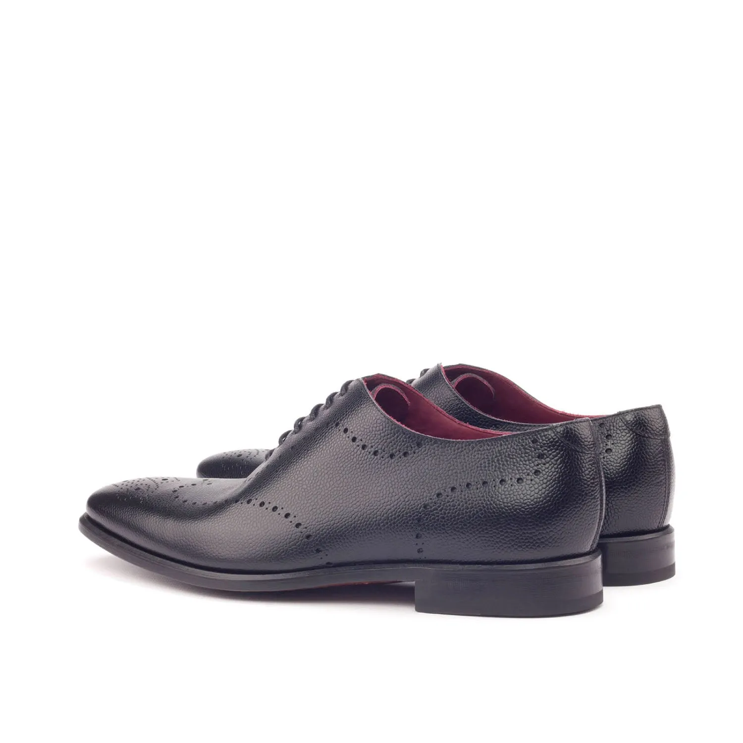 Ambrogio Bespoke Men's Handmade Custom Made Shoes Black Pebble Grain Leather Dress Oxfords (AMB1302)