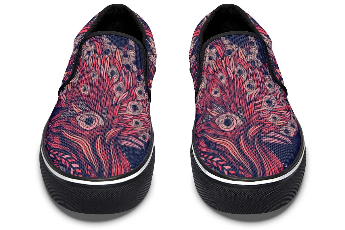 Artsy Rooster Slip-On Shoes