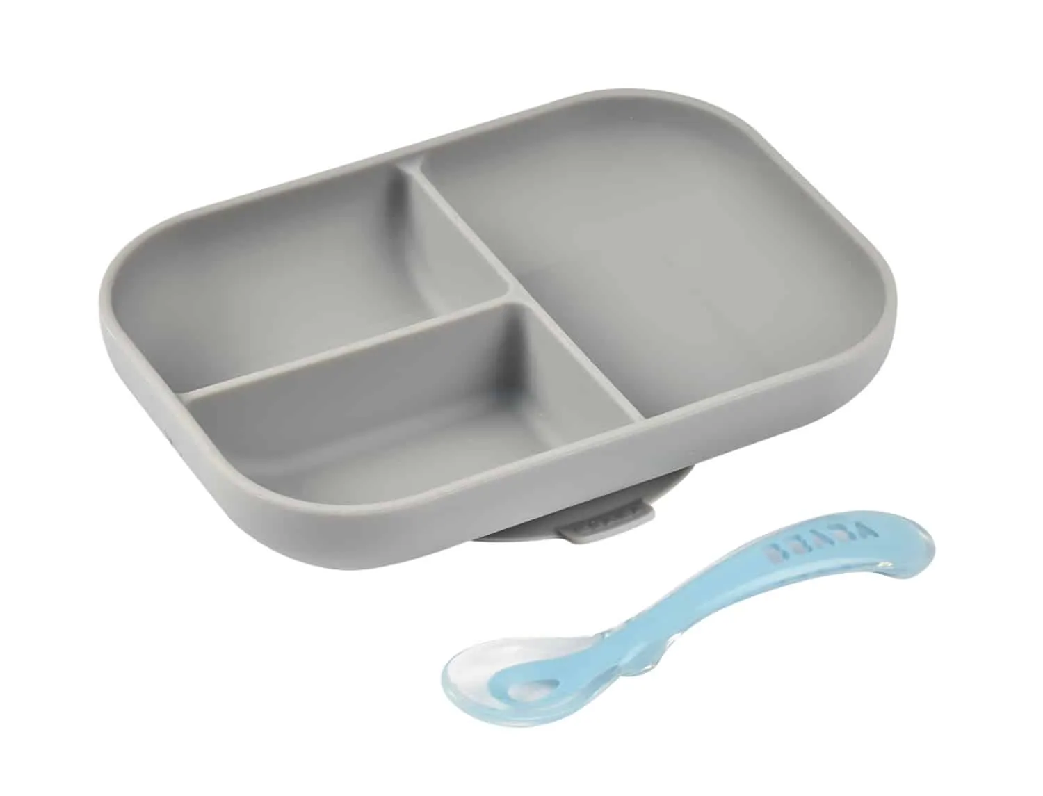 Beaba Silicone Suction Divided Plate & Spoon