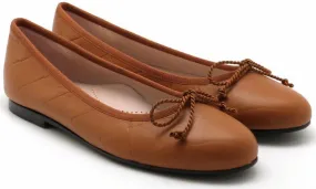 Beberlis Tan Tibest Luggage Pattern Leather Classic Flats