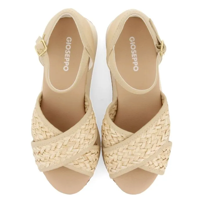 BEIGE SPORTY SANDALS WITH 5,5CM HEELS