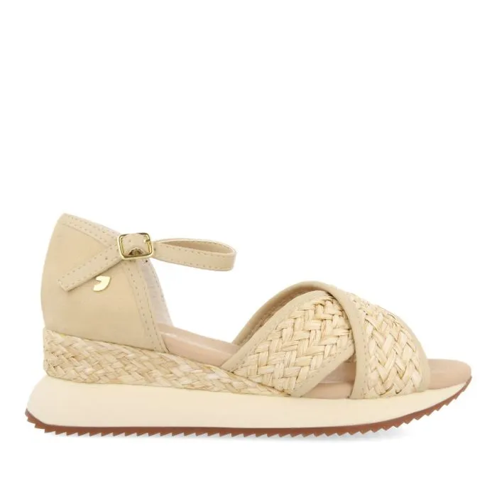 BEIGE SPORTY SANDALS WITH 5,5CM HEELS