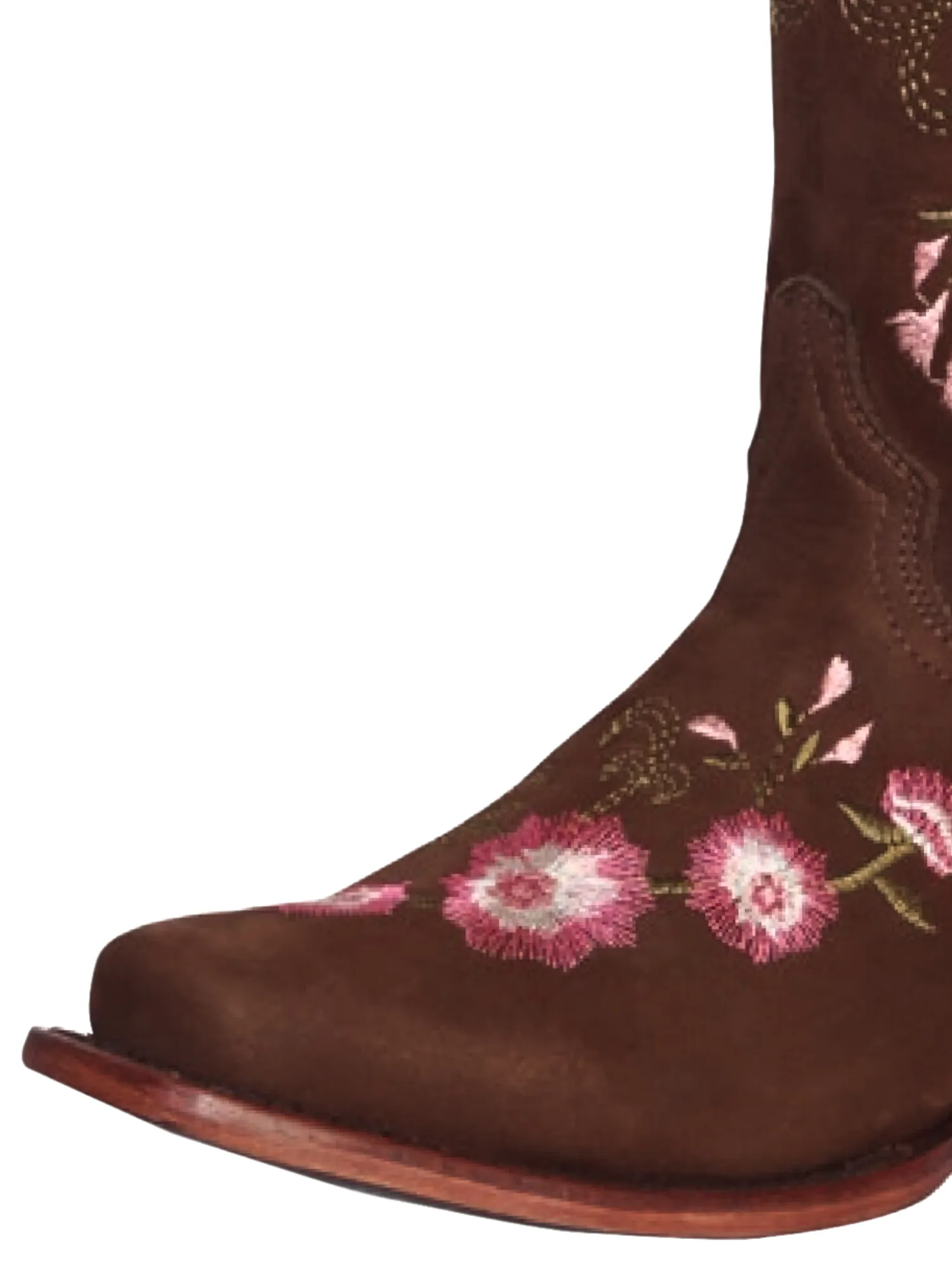 Botas Vaqueras Rodeo con Tubo Bordado de Flores de Piel Nobuck para Mujer 'El General' - ID: 41842