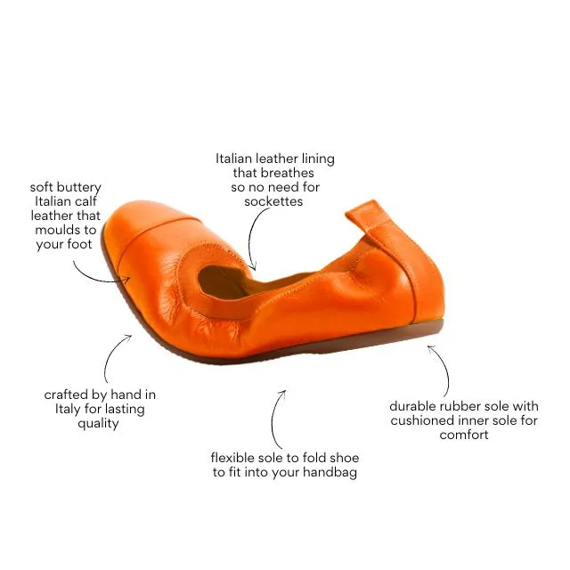 Brigida - Orange leather ballet flats