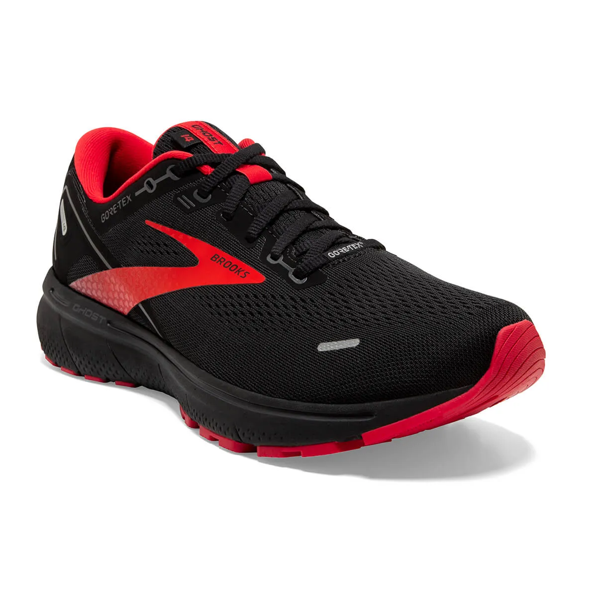 Brooks Ghost 14 GTX Mens Running Shoes | Black/Blackened Pearl/High Risk Red