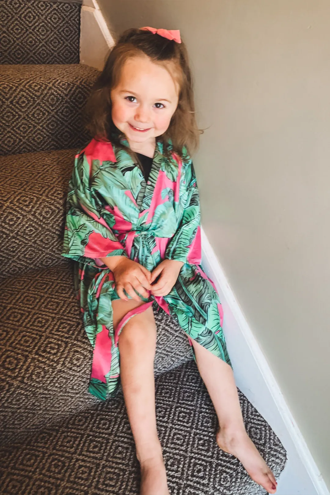 Children's Pink Banana Leaf Robe