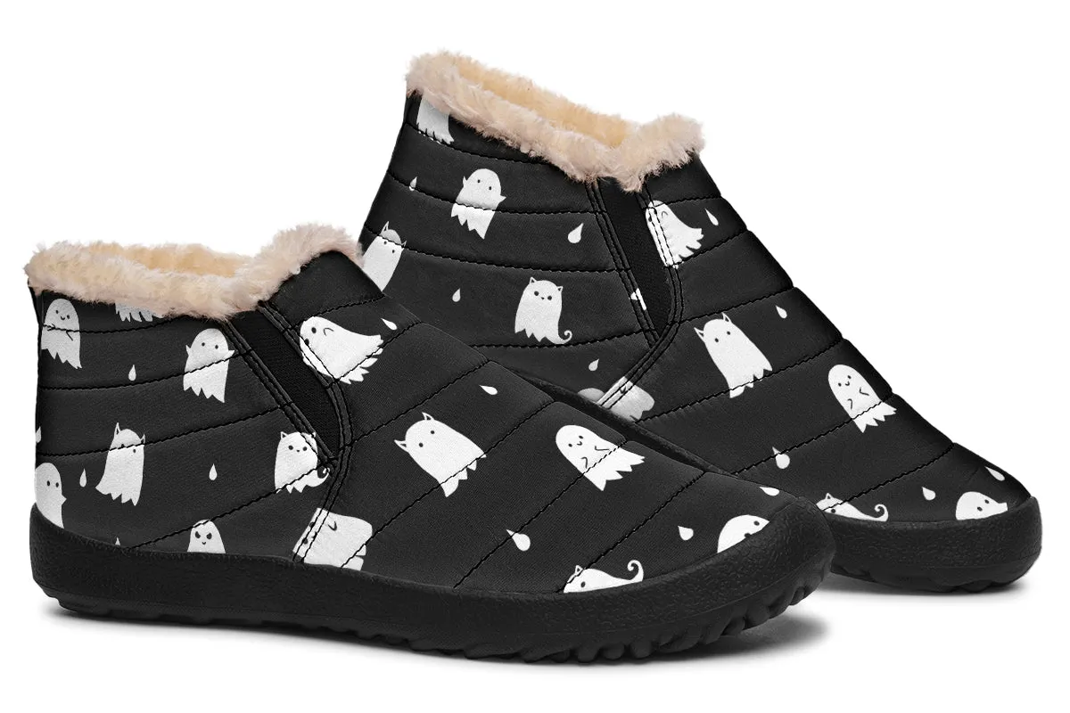 Ghost Party Winter Sneakers - Warm & Easy Slip-On Shoes Lined with Vegan Wool with Anti-Slip Soles