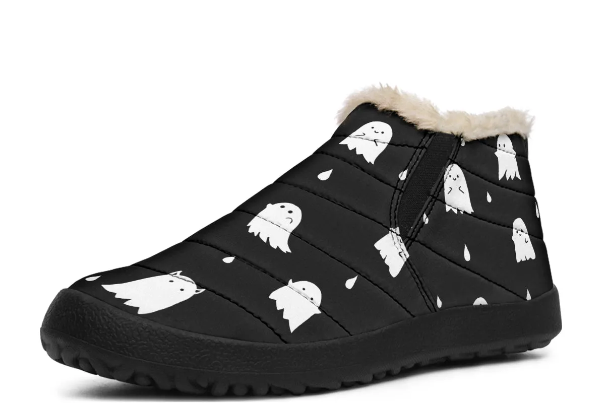 Ghost Party Winter Sneakers - Warm & Easy Slip-On Shoes Lined with Vegan Wool with Anti-Slip Soles