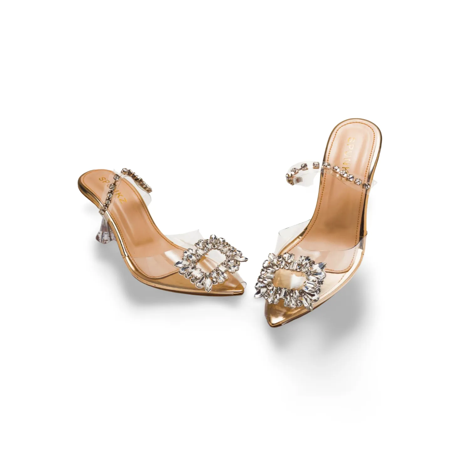 Glamorous Cinderella Transparent Mules Banquet Heels