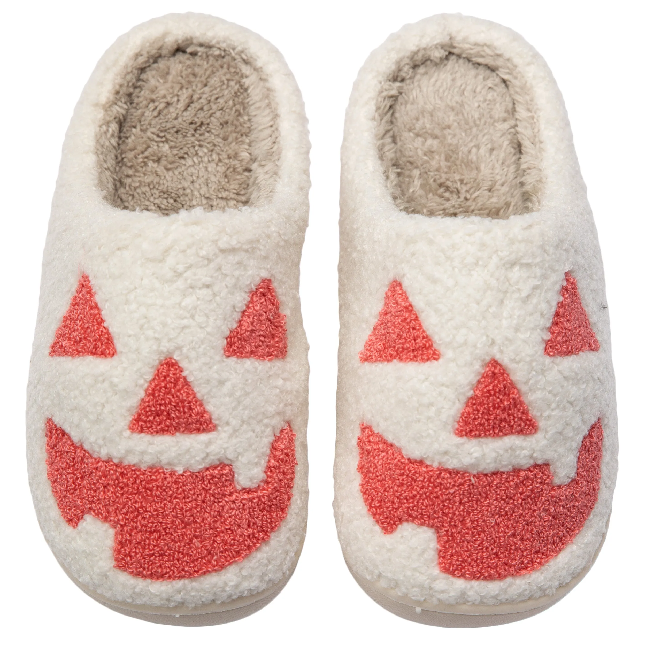 Halloween House Slipper - Pumpkin White