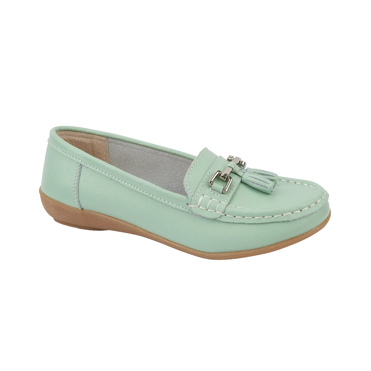 Stylish Mint Green Nautical Flat Leather Slip-On Shoes for Women by Jo & Joe