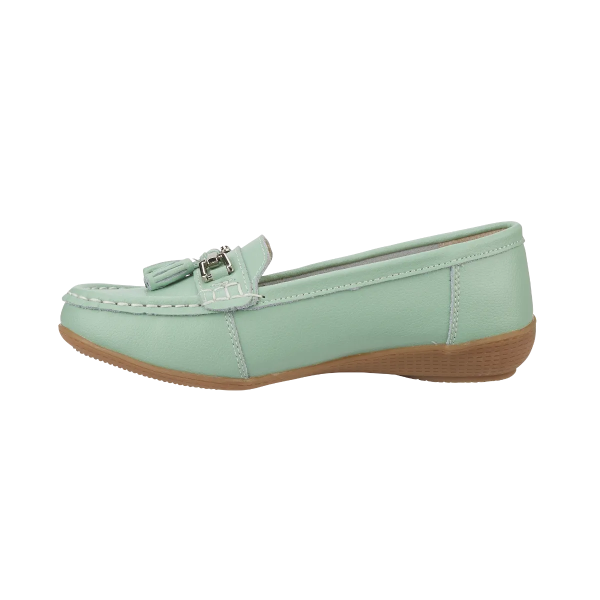 Stylish Mint Green Nautical Flat Leather Slip-On Shoes for Women by Jo & Joe