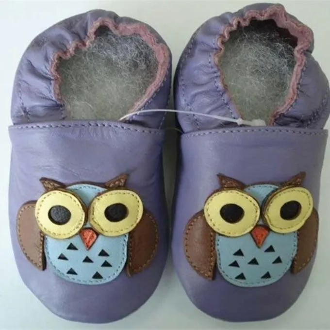 Leather Baby Shoes - Owls