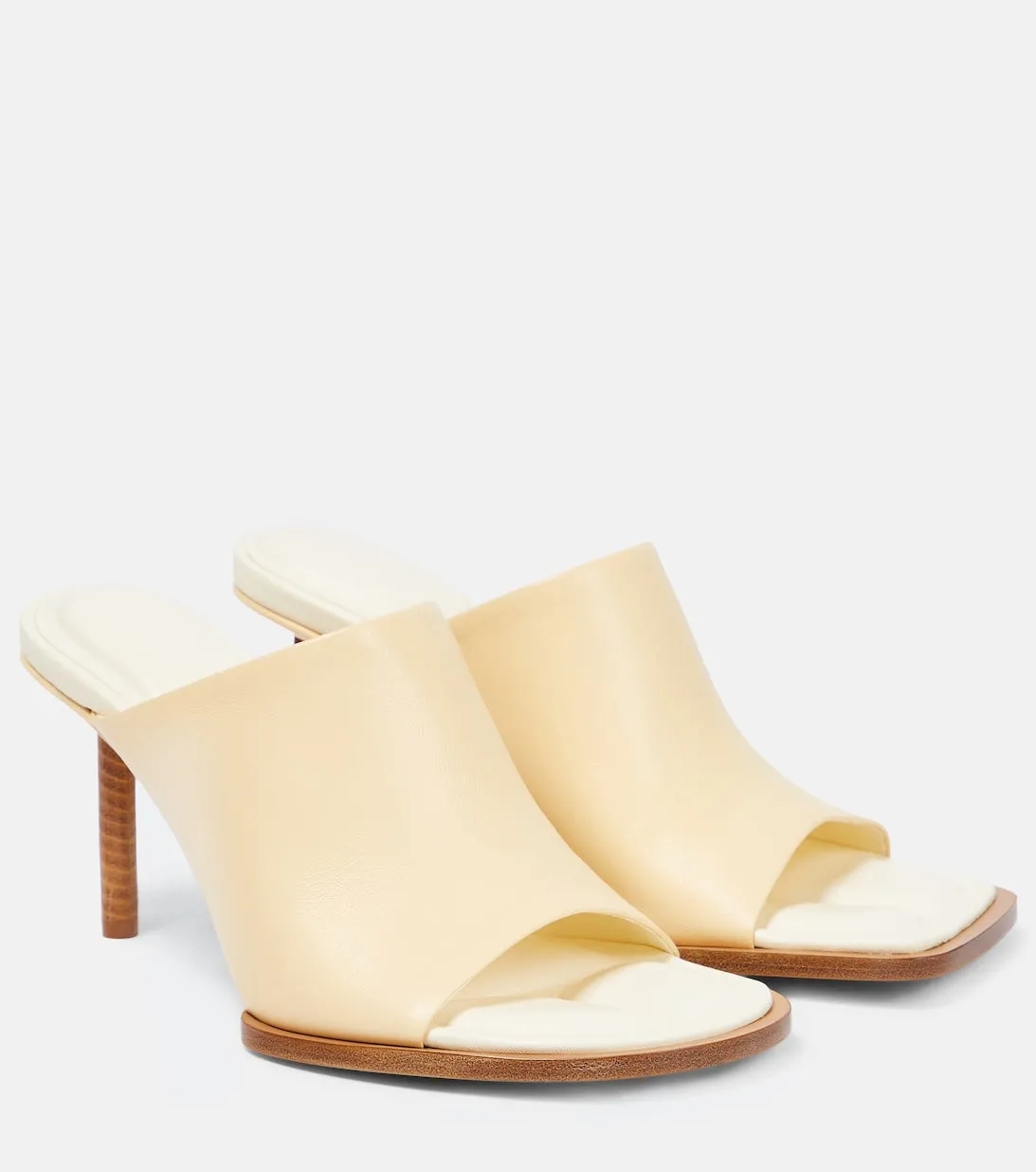 Leather mules Les Mules Carrés Ronds Jacquemus, white