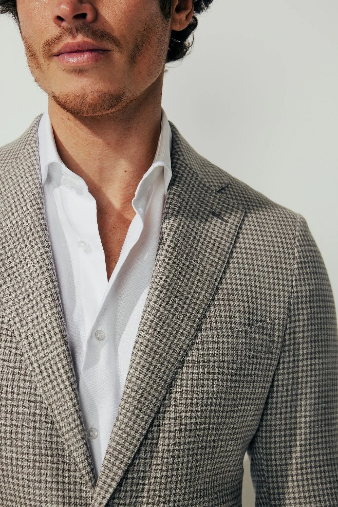 Liam Sports Jacket - Brown and Sand Wool Silk Linen