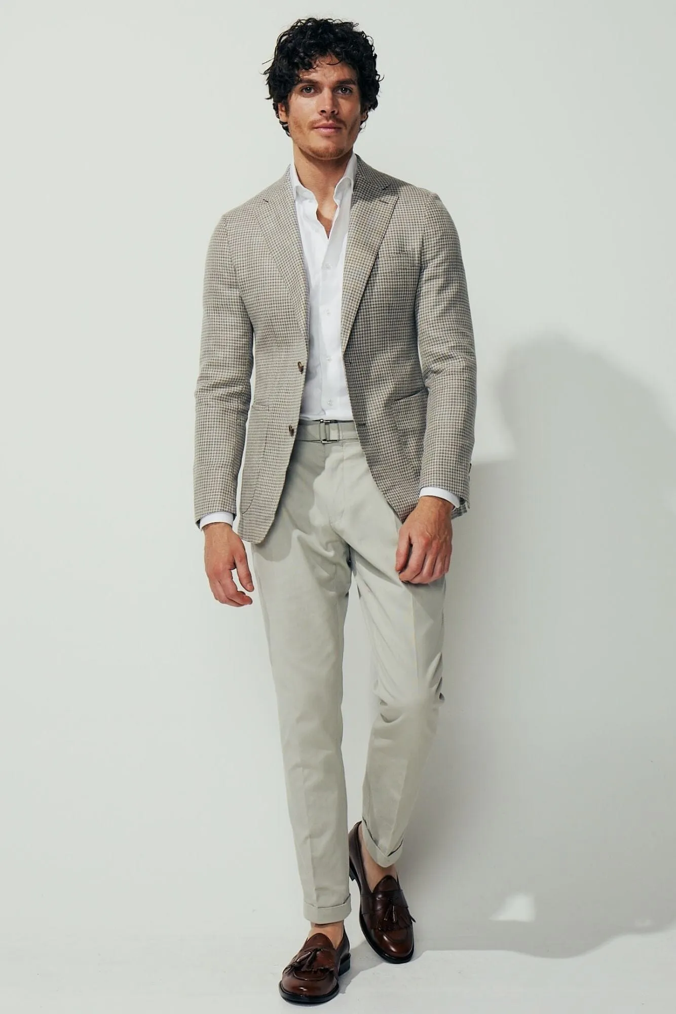 Liam Sports Jacket - Brown and Sand Wool Silk Linen