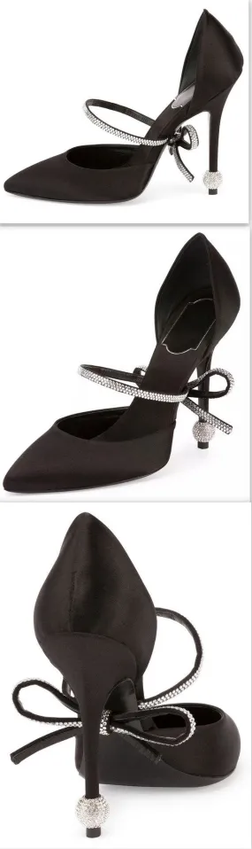 Marlene Crystal-Bow D'Orsay Pump-Black