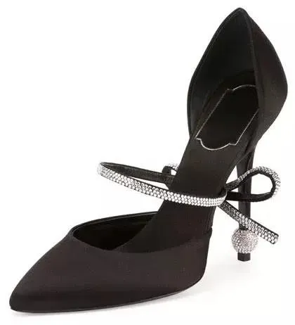 Marlene Crystal-Bow D'Orsay Pump-Black