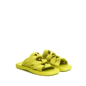 Men's Plat Mule Slide Sandals In Kiwi Green