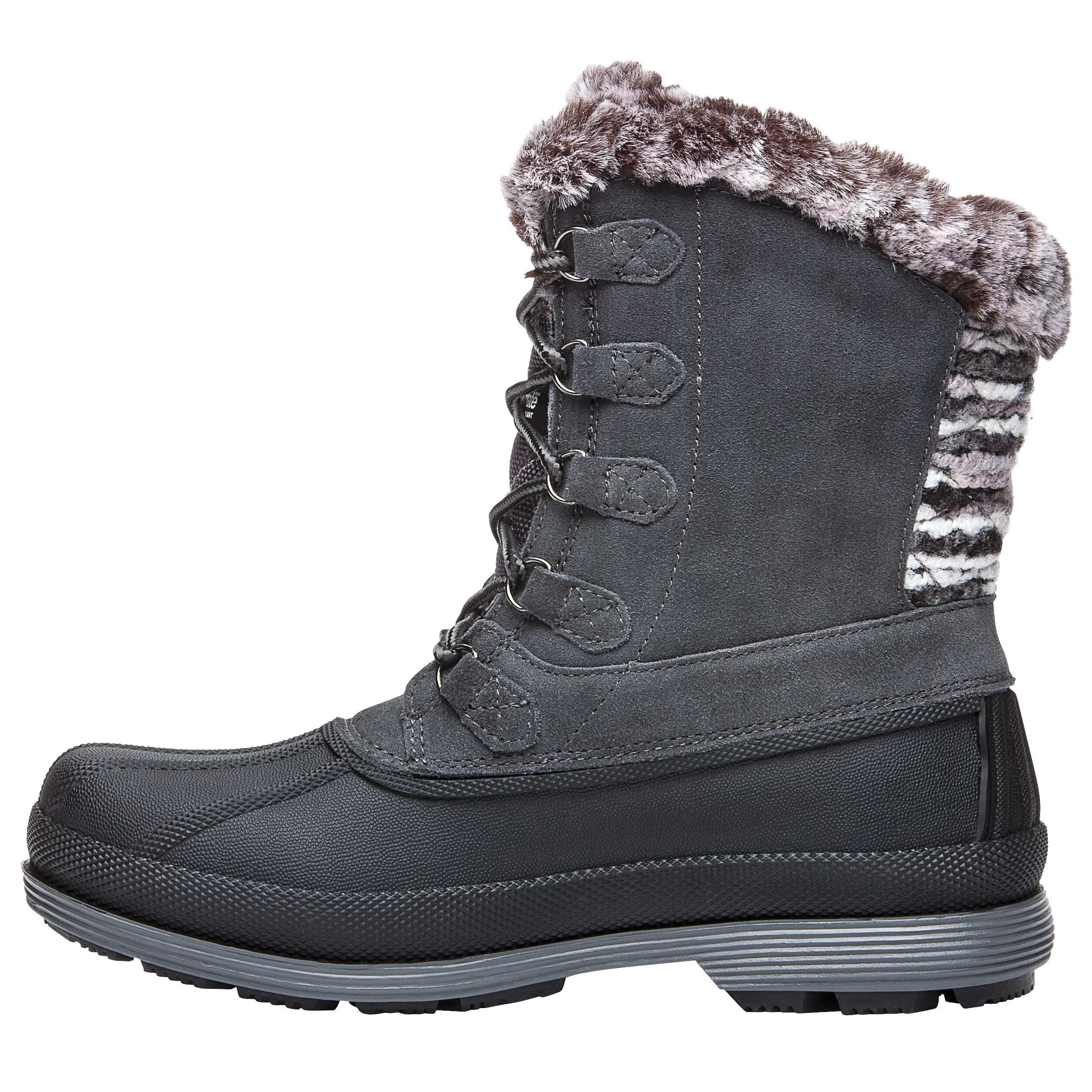 Propet Women Lumi Tall Lace WBX002S - Insulated Waterproof Winter Booties -Grey