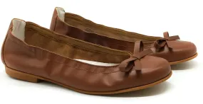 Shawn & Jeffery Roble Tan Leather Elastic Back Ballerina Flats