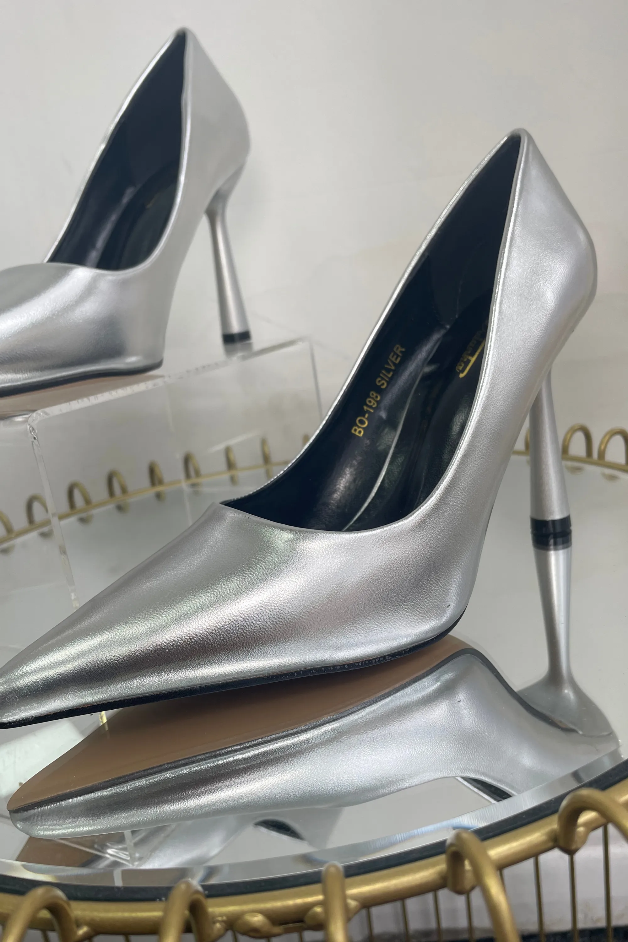 Silver Metallic Court Heels