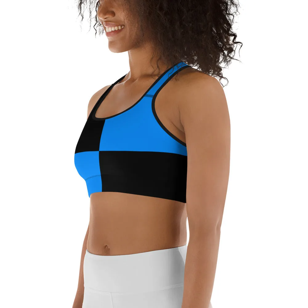 Sports Bra Blue and Black Checker