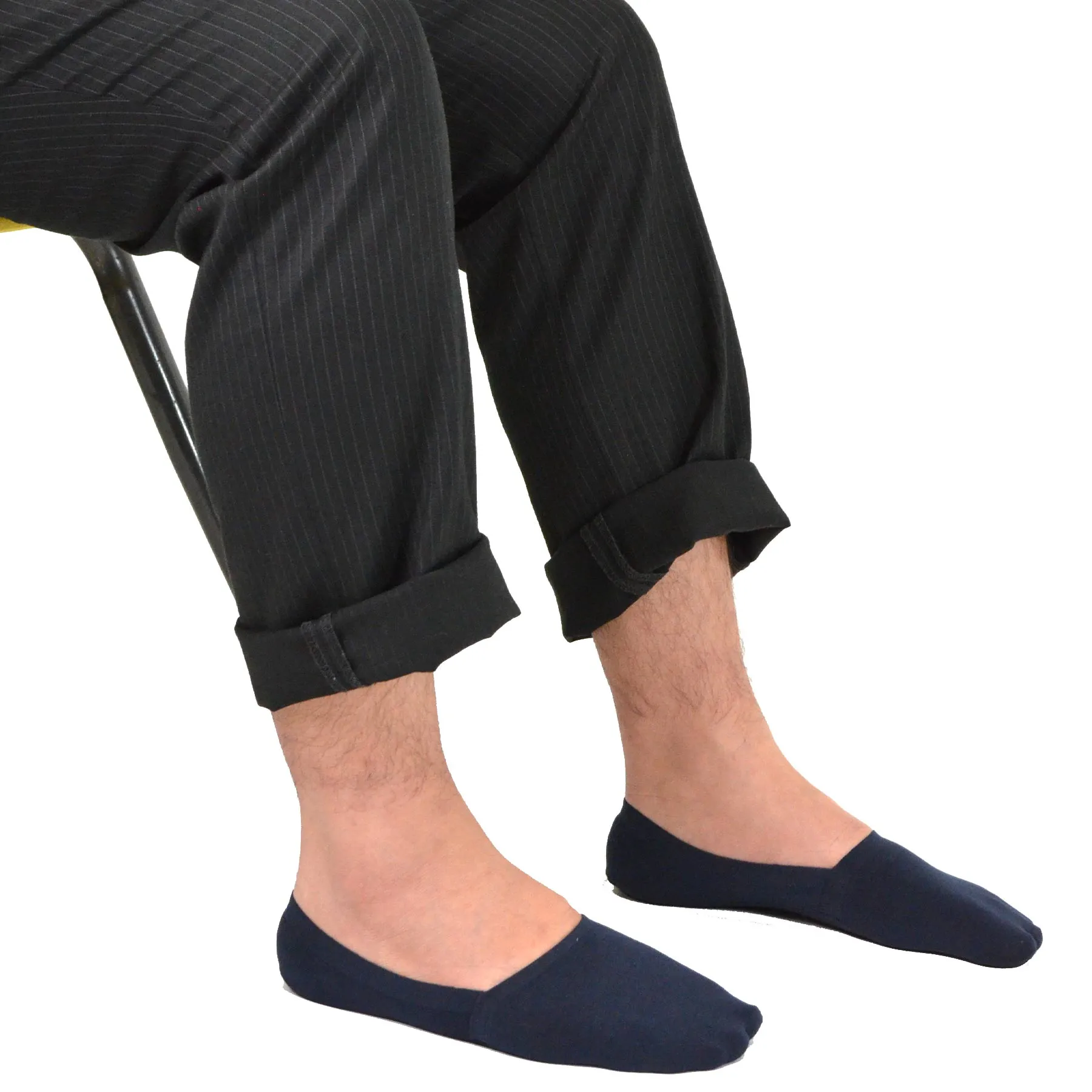 TeeHee Socks Men's Casual Cotton No Show Black, Beige, Navy 3-Pack (M1564)