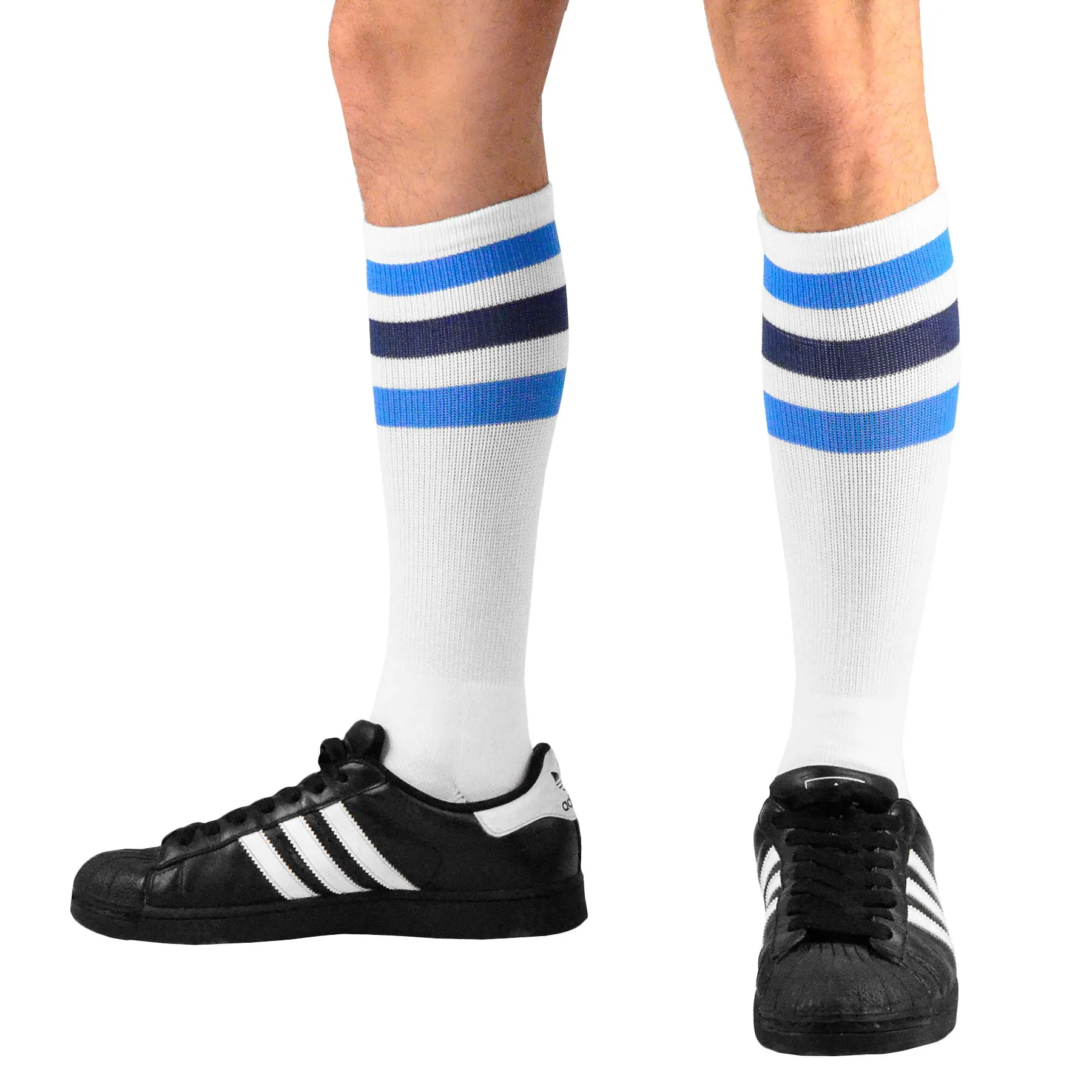 TeeHee Socks Men's Sports Cotton Crew Stripes White 3-Pack (50257)