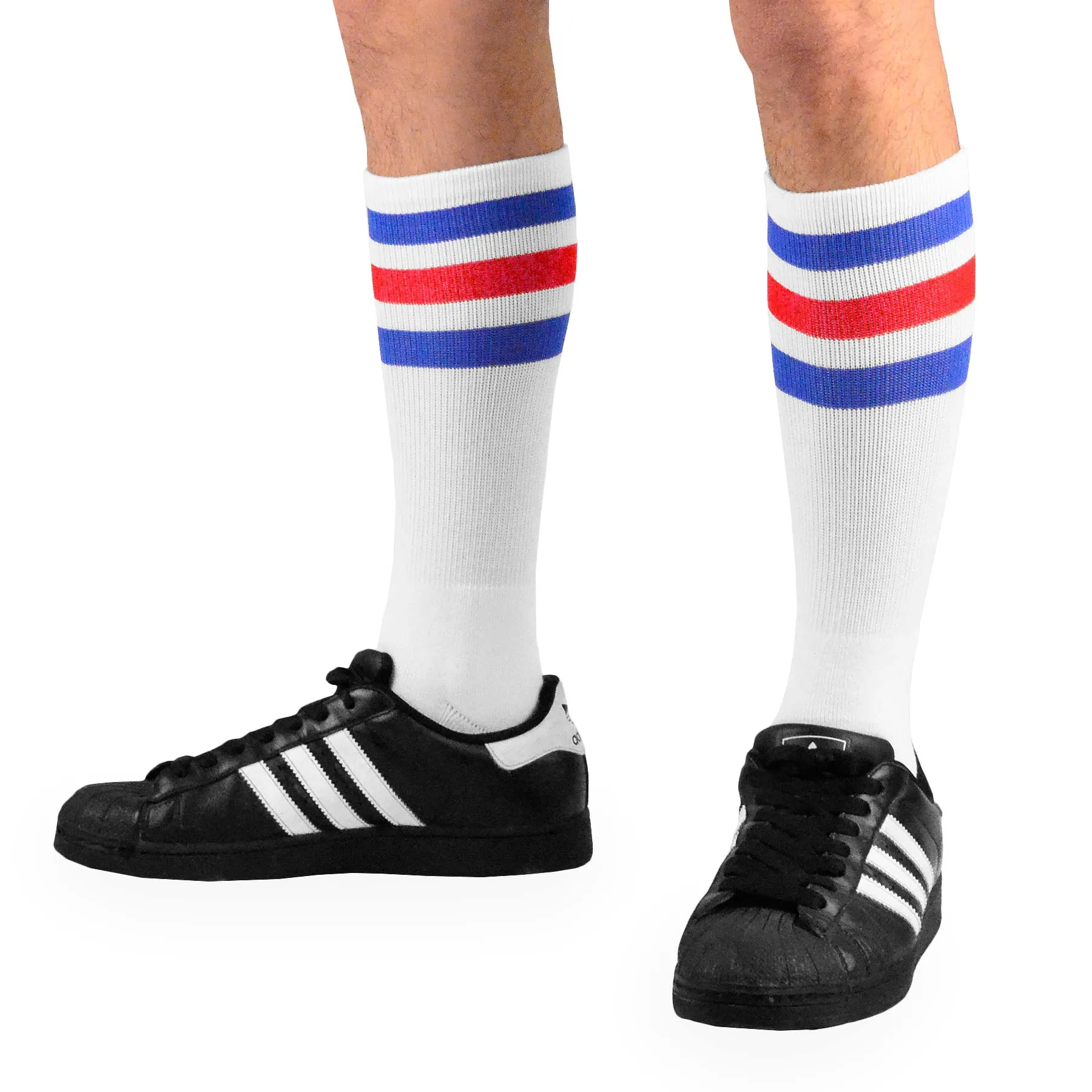 TeeHee Socks Men's Sports Cotton Crew Stripes White 3-Pack (50257)