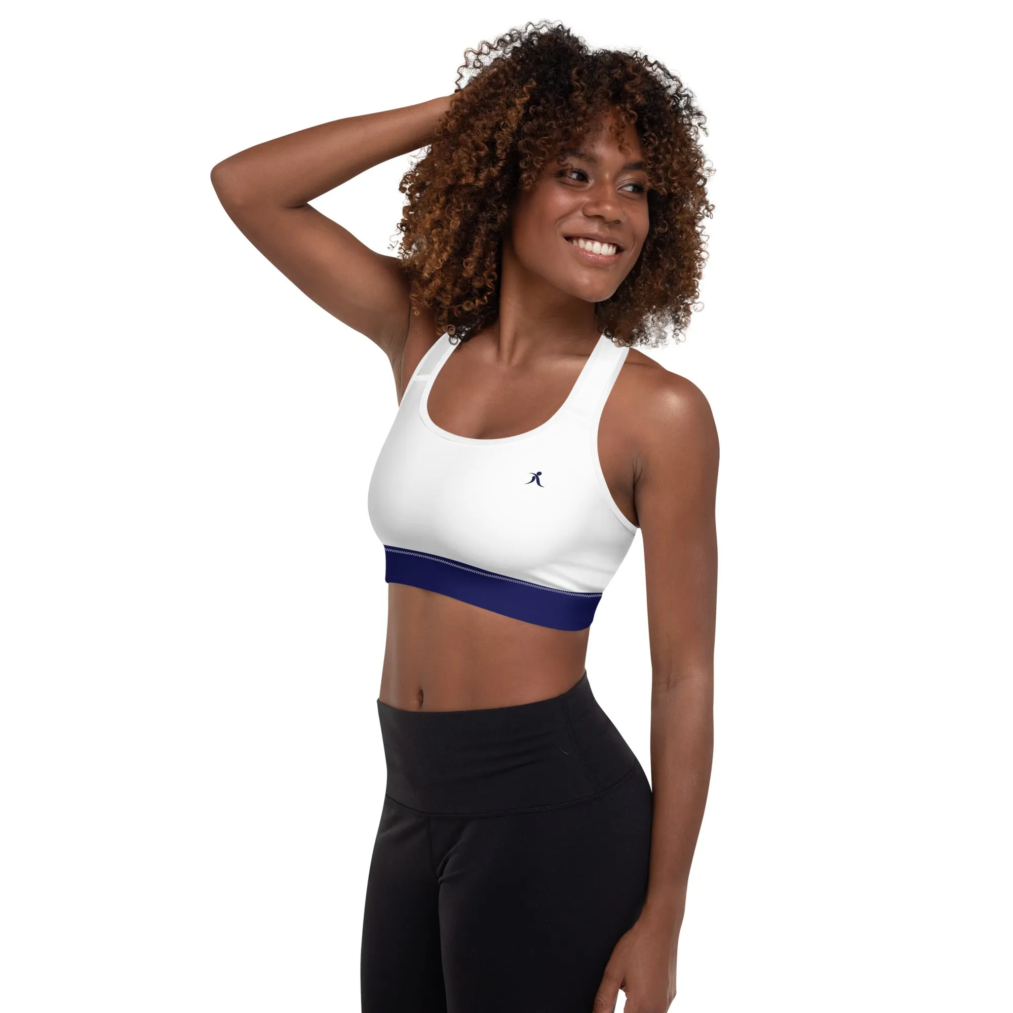 White Navy Sports Bra