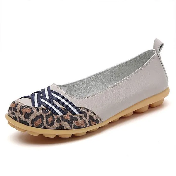 Women's Casual Leopard Print Spliced Slip-On Flats 17438100S