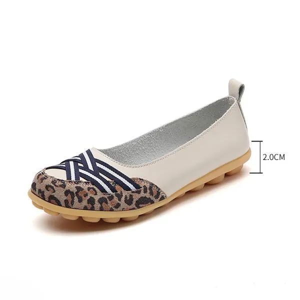 Women's Casual Leopard Print Spliced Slip-On Flats 17438100S