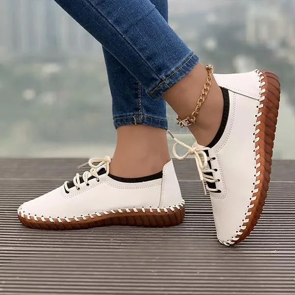 Women's Casual Round Toe Flat Lace Up Flats 23541639S